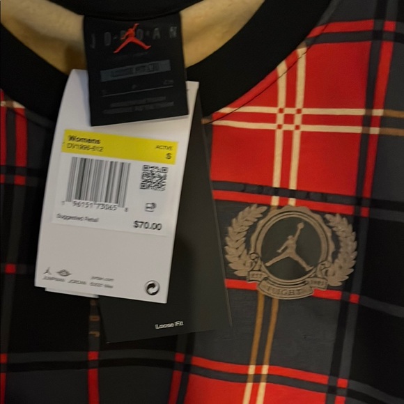 Nike Jordan Ladies Red and Black Plaid Sweatshirt - Picture 4 of 5
